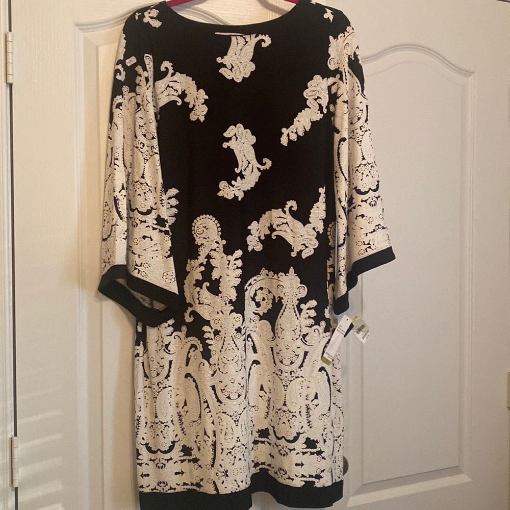 NWT Studio One NY Black Paisley Print Dress - Size 14